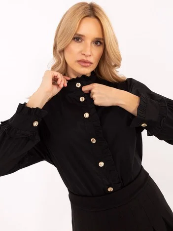 Camasa Dama Elegant, Guler inalt, ITALY MODA, Negru Eleganta Office