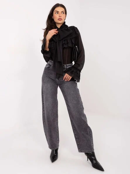 Camasa Dama Guler inalt, Tencel, RED LINE, Negru