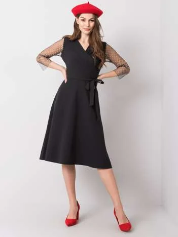 Rochie Dama Midi, Buline, LAKERTA, Negru de Ocazie Nunta