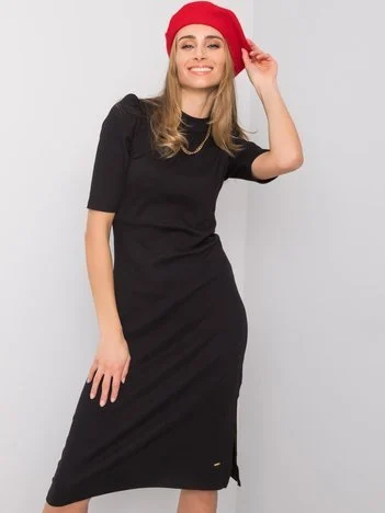 Rochie Dama Midi, Decolteu rotund, NieZnaszMnie, Negru Eleganta Office Marimi Mari