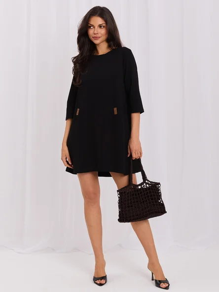 Rochie Dama Mini, Decolteu rotund, RELEVANCE, Negru Eleganta Office