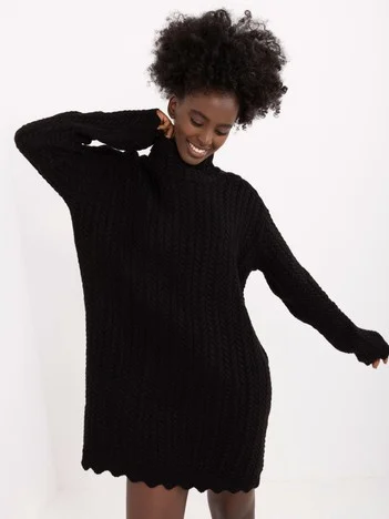 Rochie Dama Mini, Guler inalt, BADU, Negru Casual
