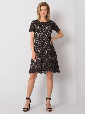 Rochie Dama Mini, Imprimat, LAKERTA, Negru de Ocazie Nunta