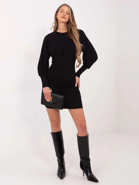 Rochie Dama Maneca lunga, Dungi, RUE PARIS, Negru Eleganta Office