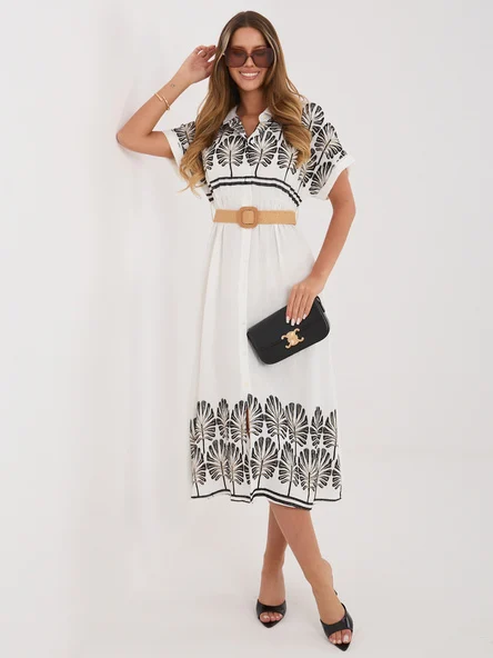 Rochie Dama Midi, Floral, ITALY MODA, Negru Eleganta Office