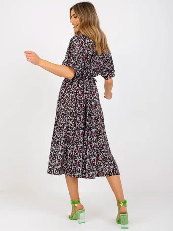 Rochie Dama Midi, Floral, RUE PARIS, Negru de Vara