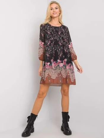 Rochie Dama Mini, Imprimat, Och Bella, Bej Eleganta Office