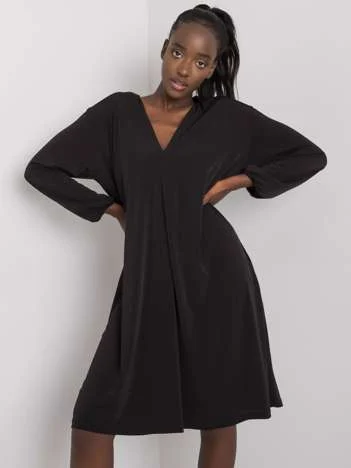 Rochie Dama Midi, Decolteu in V, ex moda, Negru Casual