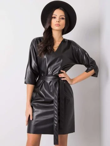 Rochie Dama Mini, Decolteu in V, LAKERTA, Negru Eleganta Office