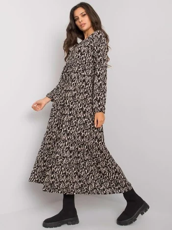 Rochie Dama Maxi, Animal print, EIGHT 2 NINE, Bej Eleganta Office