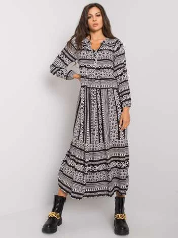 Rochie Dama Maxi, Geometric, EIGHT 2 NINE, Alb Eleganta Office