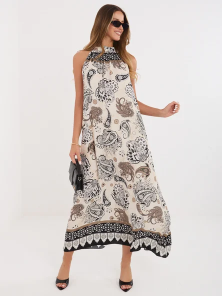 Rochie Dama Maxi, Floral, ITALY MODA, Negru de Vara