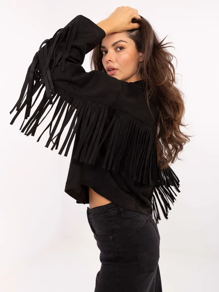 Jacheta Dama Mini, Guler inalt, Maya, Negru de Vara