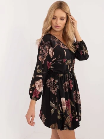 Rochie Dama Maxi, Floral, ITALY MODA, Negru Eleganta Office