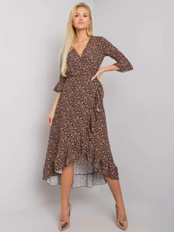 Rochie Dama Maxi, Imprimat, Och Bella, Bej Casual