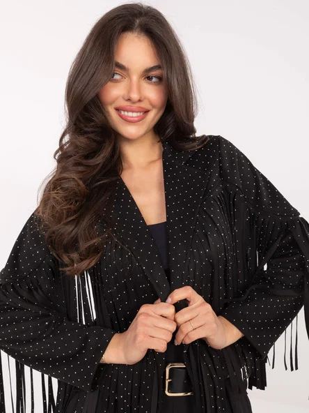 Jacheta Dama Mini, Guler inalt, ITALY MODA, Negru de Vara