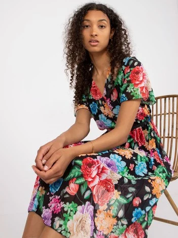 Rochie Dama Midi, Floral, ITALY MODA, Rosu Eleganta Office