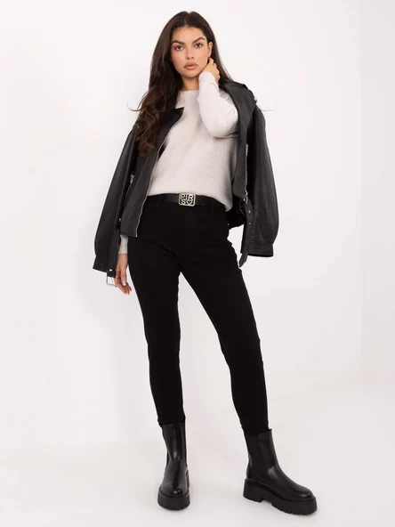 Blugi Dama Conica, Guler inalt, M.SARA JEANS, Negru Casual
