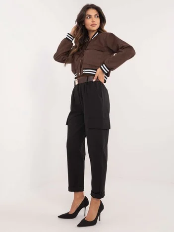 Pantaloni Dama Conica, Guler inalt, Och Bella, Negru Eleganta Office