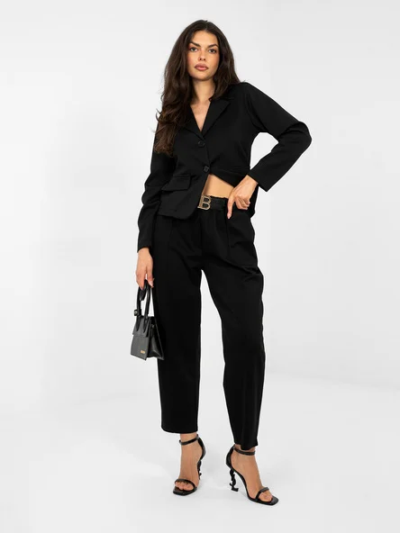 Pantaloni Dama Elegant, Guler inalt, ITALY MODA, Negru Eleganta Office