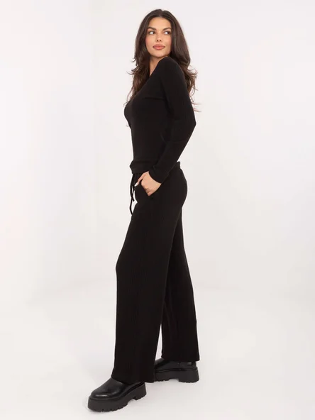 Pantaloni Dama Dungi, Larga, WESTEENE, Negru Casual