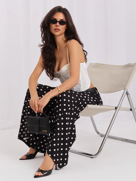 Pantaloni Dama Lunga, Buline, ITALY MODA, Negru Eleganta Office