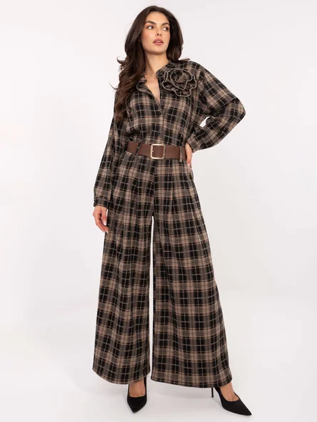 Pantaloni Dama Carouri, Larga, MODA ITALY, Negru Casual
