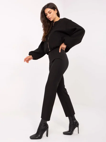 Pantaloni Dama Elegant, Guler inalt, RUE PARIS, Negru Eleganta Office