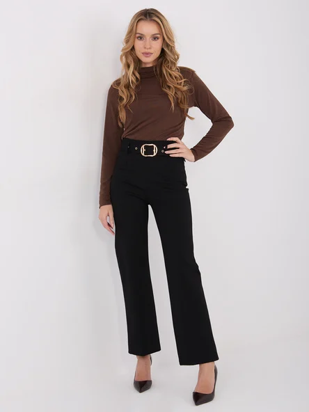 Pantaloni Dama Croiala dreapta, Guler inalt, ITALY MODA, Negru Eleganta Office