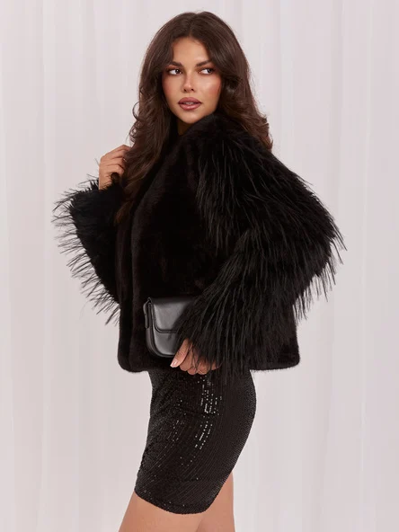 Jacheta Dama Elegant, Decolteu rotund, VASTON FASSTION, Negru Eleganta Office Marimi Mari