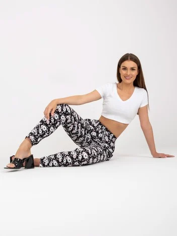 Pantaloni Dama Floral, Dreapta, Sublevel, Alb Casual Marimi Mari