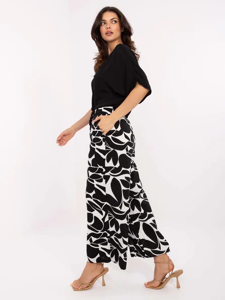 Pantaloni Dama Larga, Guler inalt, Sublevel, Negru Casual