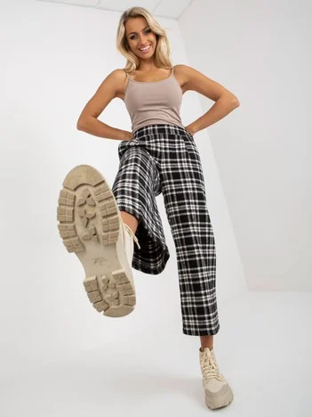 Pantaloni Dama Carouri, Larga, LAKERTA, Negru Eleganta Office