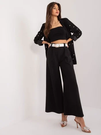 Pantaloni Dama Elegant, Guler inalt, ITALY MODA, Negru de Petrecere