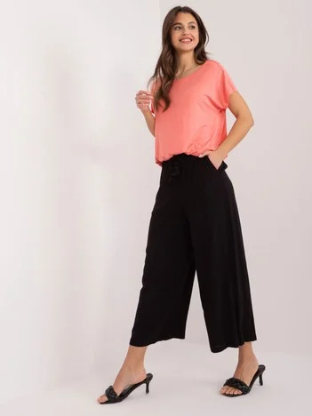 Pantaloni Dama Larga, Guler inalt, Sublevel, Negru Casual
