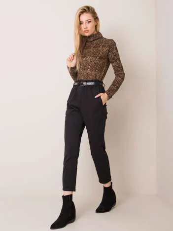 Pantaloni Dama Lunga, Dreapta, ITALY MODA, Negru Eleganta Office