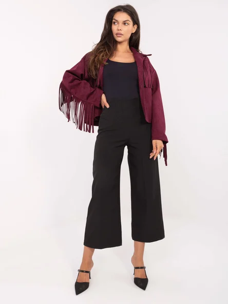 Pantaloni Dama Elegant, Guler inalt, RUE PARIS, Negru Eleganta Office
