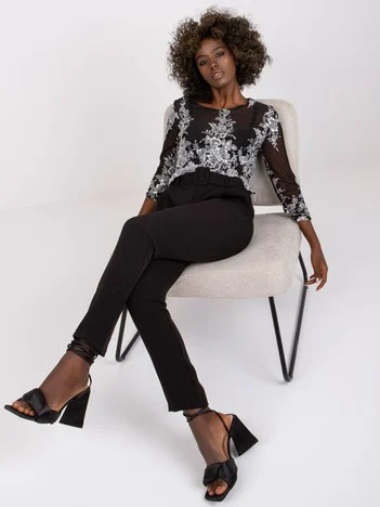 Pantaloni Dama Lunga, Elegant, ITALY MODA, Negru Eleganta Office Marimi Mari
