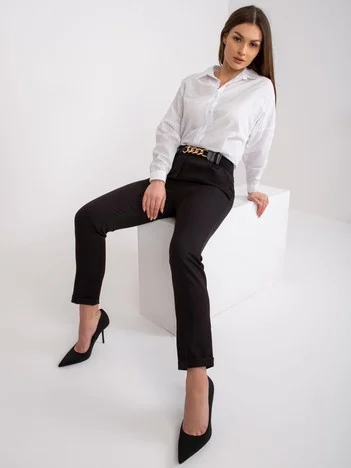 Pantaloni Dama Lunga, Elegant, ITALY MODA, Negru de Petrecere Marimi Mari