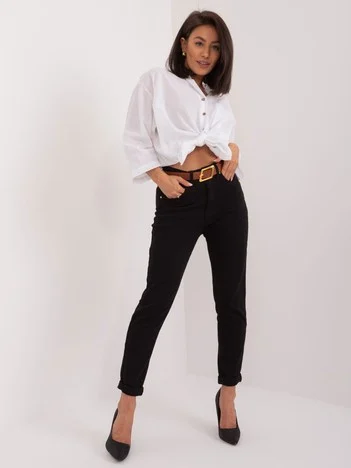 Blugi Dama Conica, Guler inalt, Redseventy, Negru Eleganta Office