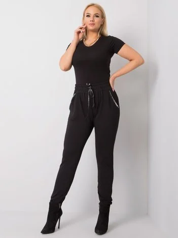 Pantaloni Trening Dama Sport, Guler inalt, RELEVANCE, Negru Casual Marimi Mari