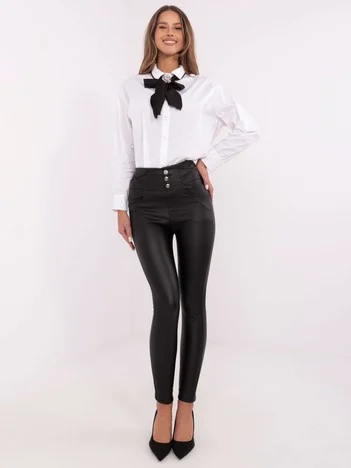 Pantaloni Dama Conica, Guler inalt, Vinceotto, Negru Casual