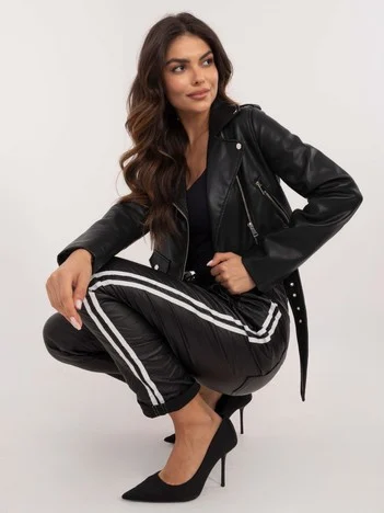 Pantaloni Dama Conica, Guler inalt, ITALY MODA, Negru Eleganta Office