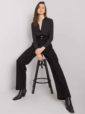 Blugi Dama Lunga, Larga, MOONART, Negru Eleganta Office