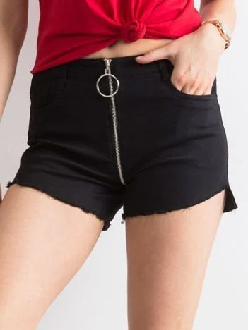 Pantaloni Scurti Dama Dreapta, Elastan, Elegant's Deluxe, Negru Casual