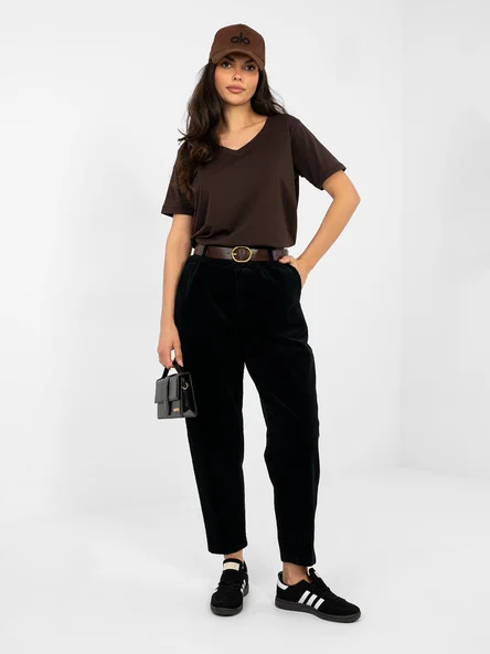 Pantaloni Dama 7/8, Conica, ITALY MODA, Negru Eleganta Office