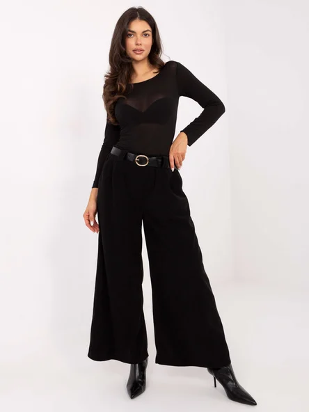 Pantaloni Dama Elegant, Guler inalt, RUE PARIS, Negru Eleganta Office