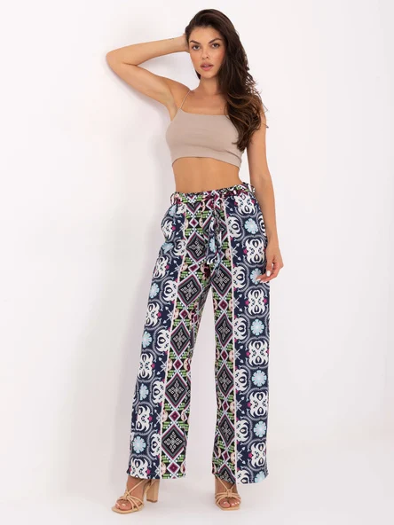 Pantaloni Dama Larga, Guler inalt, ITALY MODA, Albastru Casual