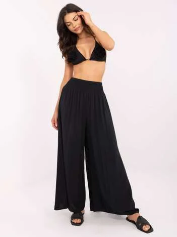 Pantaloni Dama Lejera, Guler inalt, Och Bella, Negru Casual