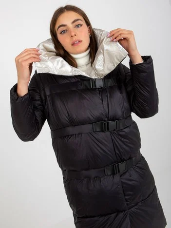 Jacheta Dama Maneca lunga, Guler inalt, Trendy. ING, Negru Eleganta Office